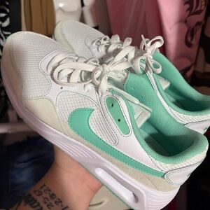 Nike Women's White and Mint Green Sneakers